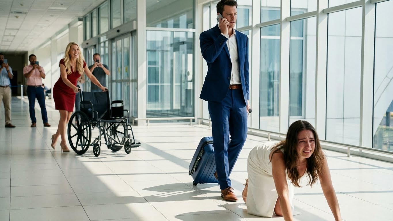 “You’ll be fine without it.”Mistress Stole Pregnant Wife’s Wheelchair at the Airport — Billionaire Forced Her to Crawl to the Ga