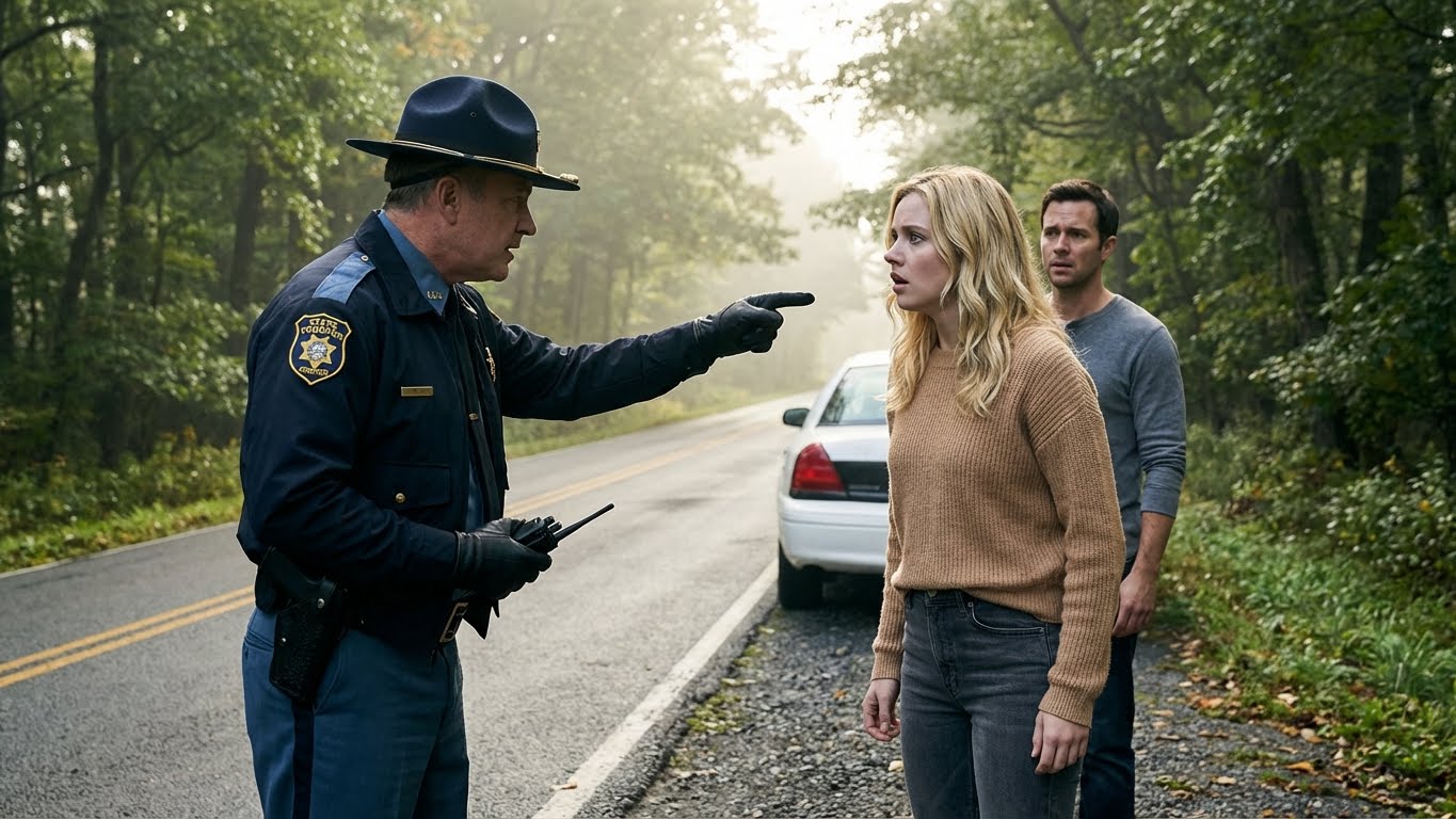 We were stopped for a faulty brake light. After checking our IDs, the officer’s expression changed and he asked my husband to step away. Then he leaned close and spoke only to me, saying I needed to come to the station right away and not return home with my husband.