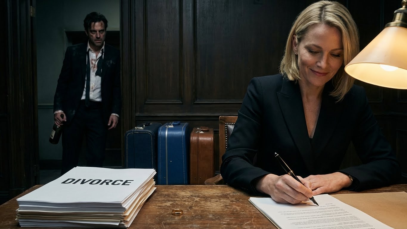 He was sure he’d fooled her. After cheating all night, he crawled back home—perfume clinging to him like proof. But instead of a confrontation, he walked into a clean goodbye: packed bags, signed divorce papers… and her cold, satisfied smile.