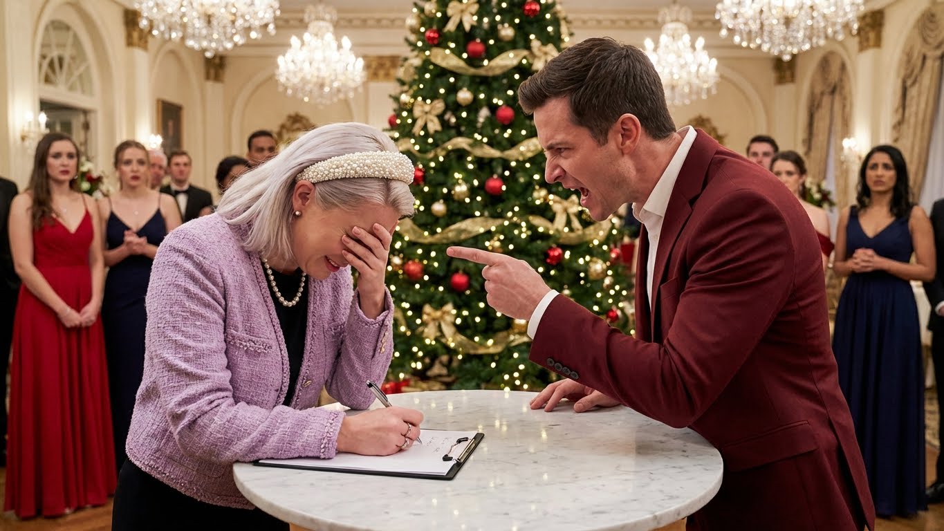 “You’re nothing without my name,”In Tears, She Signs the Divorce Papers at Christmas party—Not Knowing She Is the Billionaire’s…..