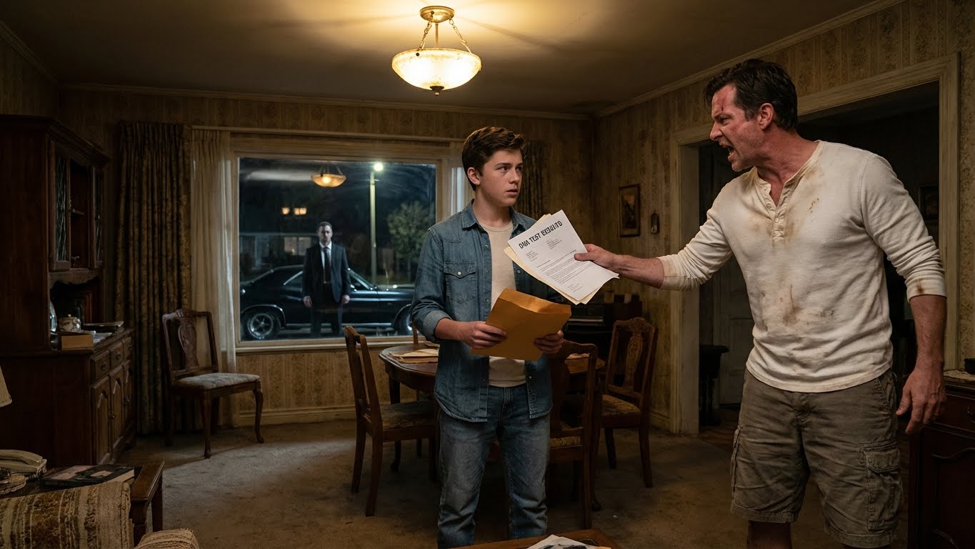 On the day I turned eighteen, he told me I was never really his son — then threw $50 in my face. I said, ‘You’re right,’ and handed him an envelope that made his hands shake. ‘He’s outside,’ I added. He looked out the window… and went pale.