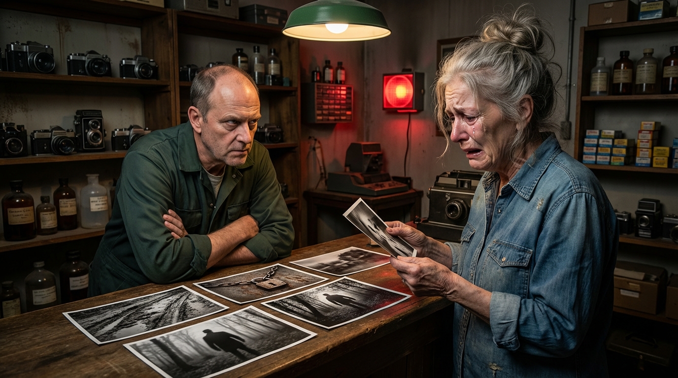 I only took my late husband’s camera to be developed… but when the photographer saw the final photo, he went pale and whispered, ‘You need to go somewhere safe…