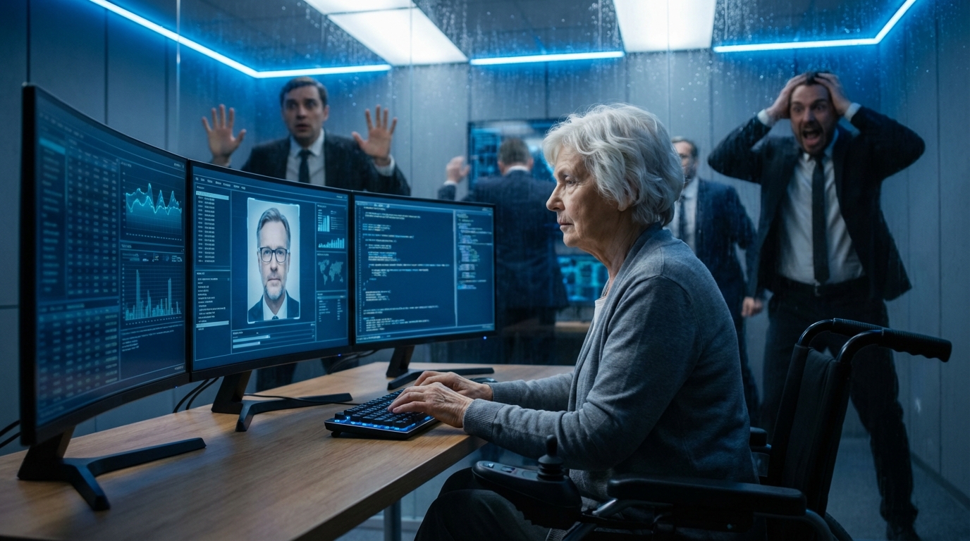 The Wheelchair Mother He Mocked Was the Cybermind Behind His Empire — And the Day He Hit Her Daughter, His Entire Kingdom Collapsed Overnight.