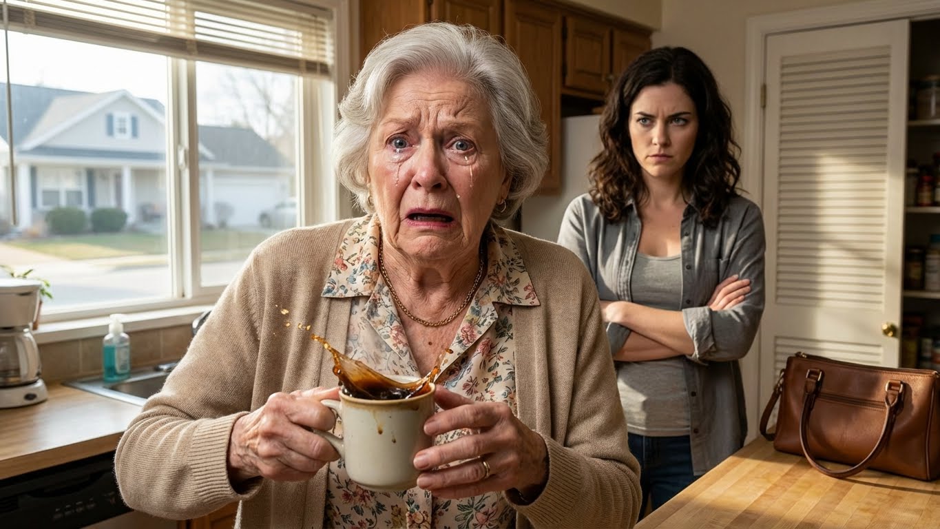 My daughter threw hot coffee at me when I refused to give my credit card to her son. She shouted, “Give money or get out!” So I left quietly. Days later, she came home to an empty house and a stranger in a suit inside.