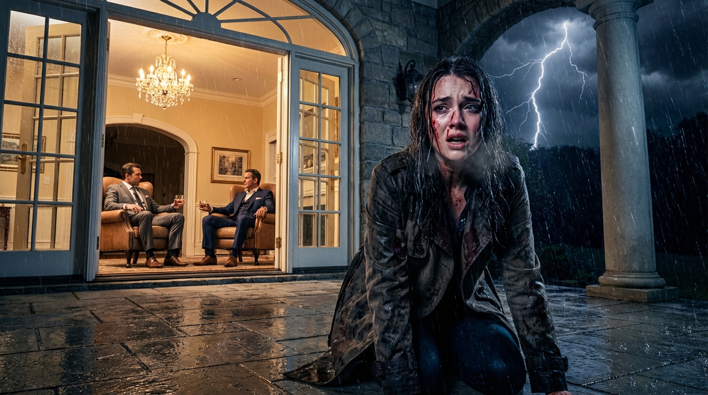 “Betrayed in the Rain: How a Pregnant Daughter Survived Family Cruelty and Exposed Her Father and Brother’s Lies in Front of Seattle’s Elite” Lydia Carmichael’s hands shook as she fumbled with the keys, the November wind cutting through her coat like a blade. She was six months pregnant, bleeding, and standing outside her father’s mansion in Bellevue, Washington, drenched by a relentless rainstorm.