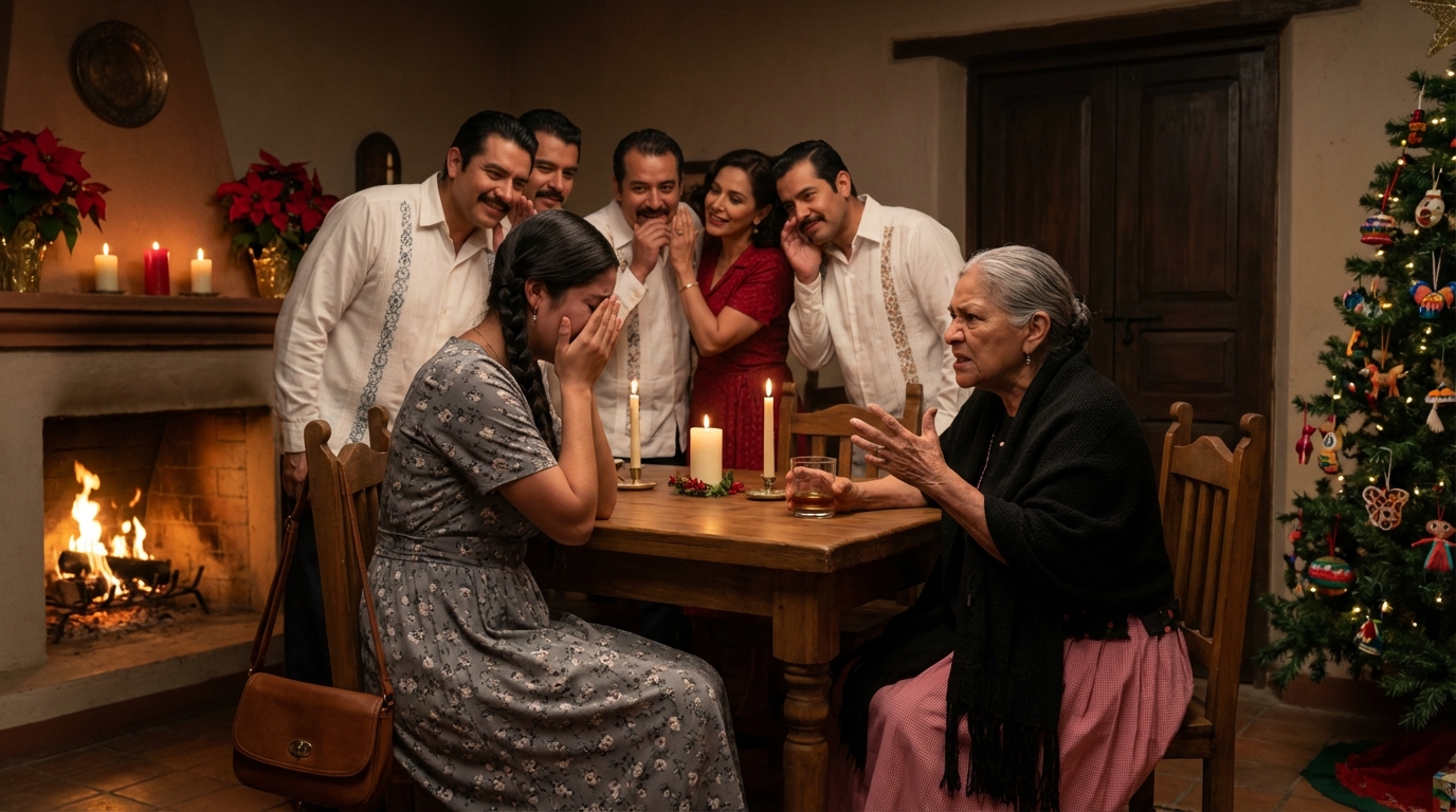 En medio de la cena de Navidad, mi suegra alzó su copa y sonrió: —Estoy orgullosa de todos mis nietos… excepto de uno. Luego señaló directamente a mi hija de nueve años. Algunos rieron, como si se tratara de una broma. Yo vi a mi pequeña luchando por contener las lágrimas, con los labios apretados y los ojos llenos de dolor. Mi esposo no se rió. Sin decir una palabra, colocó una carpeta gruesa sobre la mesa. Cuando empezaron a hojearla, las risas se apagaron, las copas quedaron inmóviles y el ambiente se volvió pesado. Nadie estaba preparado para lo que esas páginas revelaban.