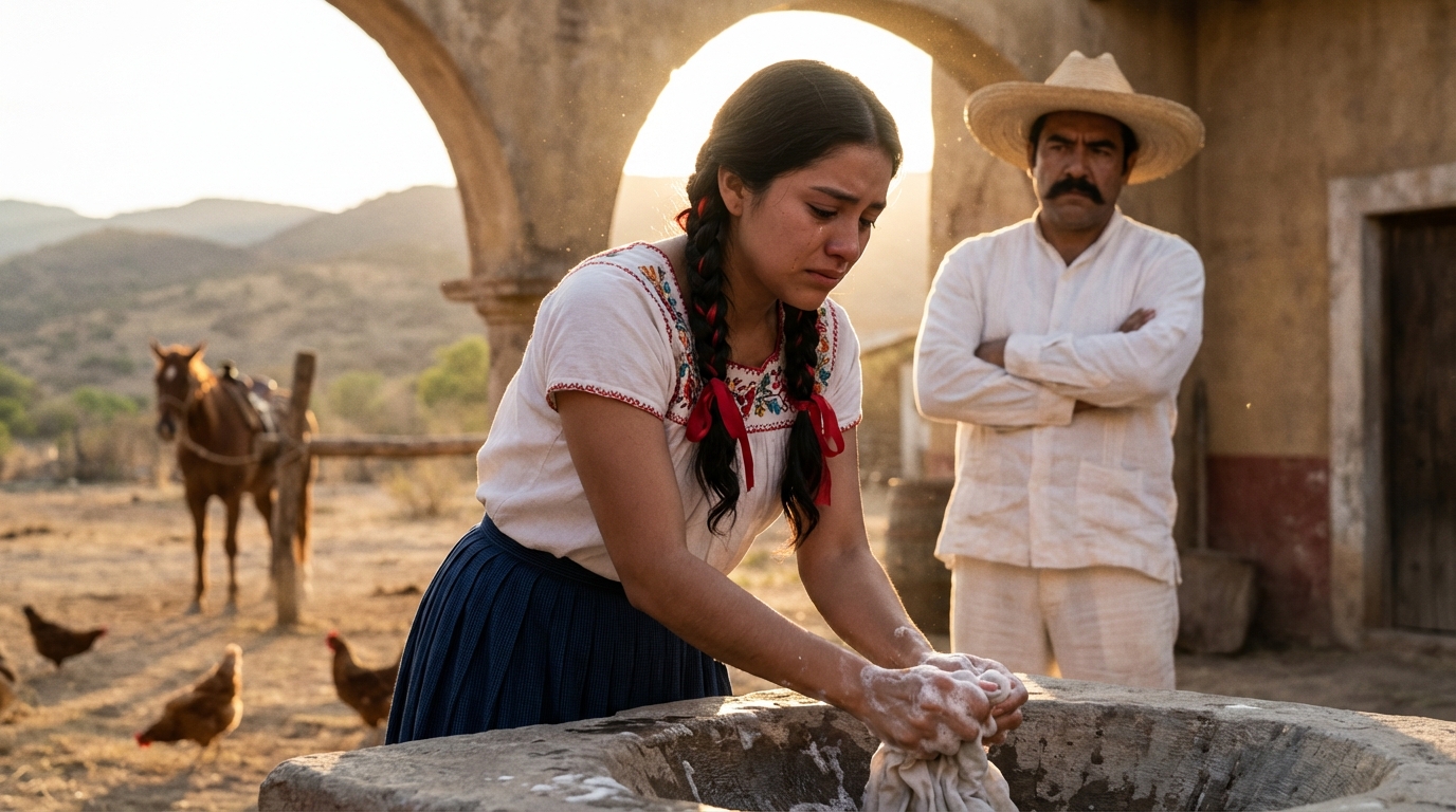 Francisca dormía en el suelo de la cocina, no porque fuera empleada, sino porque Dorotea, su madrastra, había decidido que un colchón fino tirado en un rincón, entre el fogón de leña y la puerta trasera, era todo lo que ella merecía desde que su padre murió. A veces, cuando la casa estaba en silencio y el viento se colaba por las rendijas, Francisca miraba el techo ennegrecido por el humo y se preguntaba si aquello era de verdad su vida, o si era un castigo que no recordaba haber cometido.