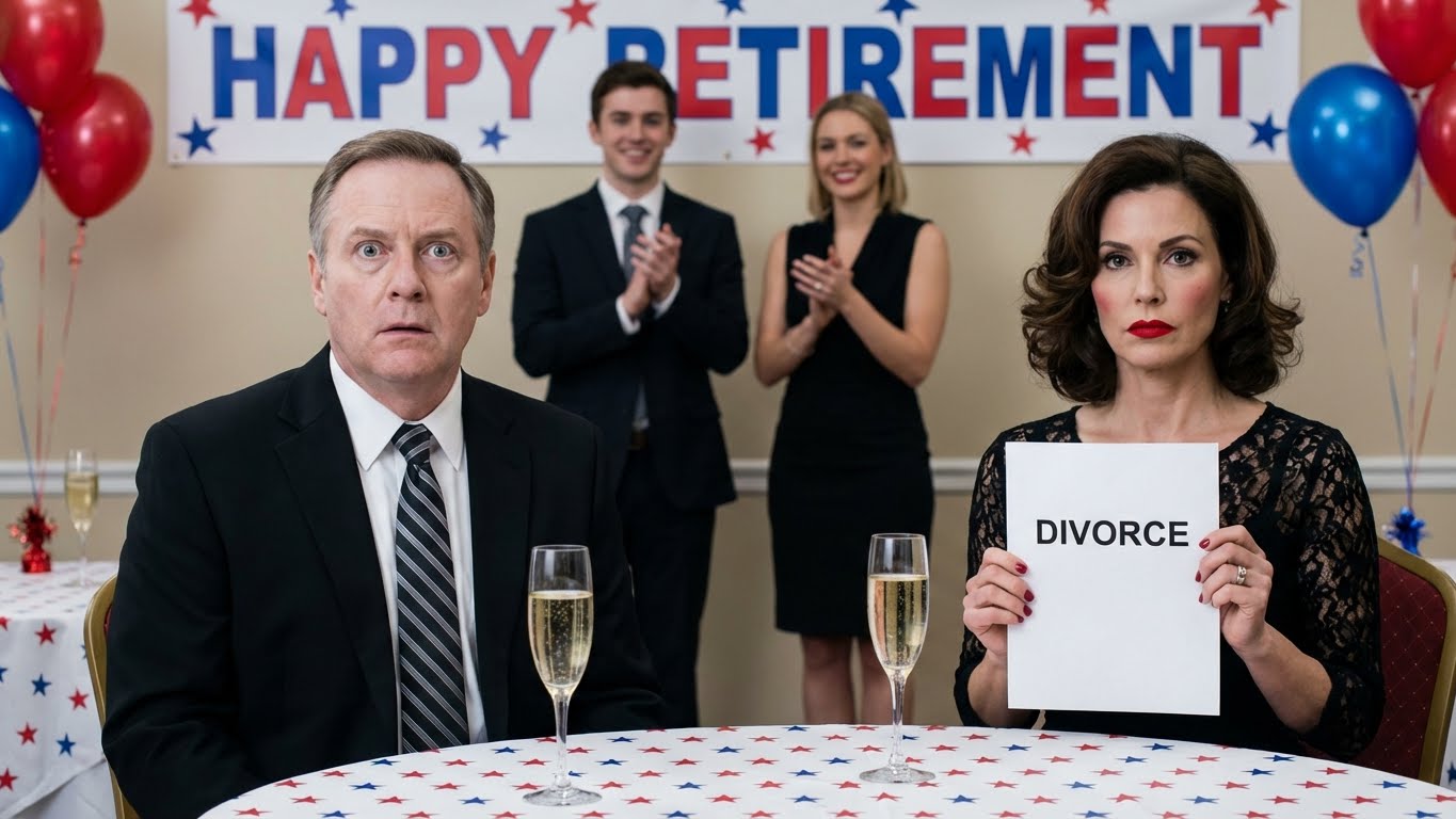 At my retirement celebration my wife served me divorce papers, my stepchildren cheered, I quietly signed and whispered you will regret this in three month