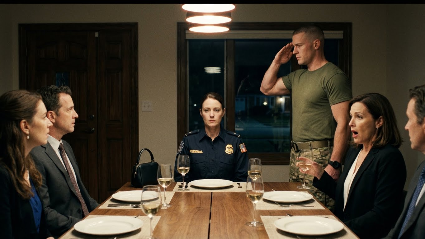 At the family dinner, my brother laughed loudly and made another joke about my uniform. His girlfriend reacted strangely to the patch, but before anyone could ask questions, my brother cracked another joke and raised his glass.