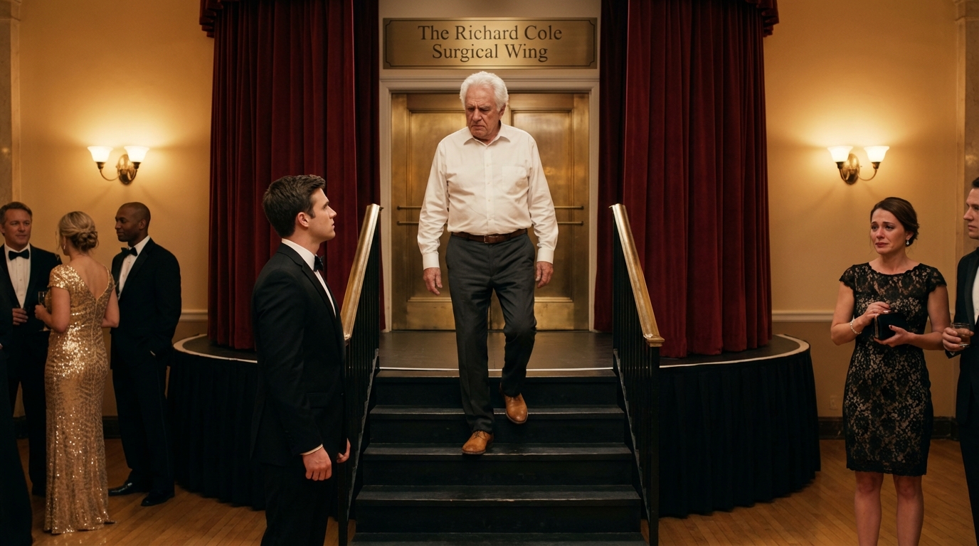 He said he was embarrassed to be the janitor’s son. I never argued. I just worked in silence — and donated $4 million to his hospital in secret. Tonight, they revealed my name… and he finally looked me in the eye.