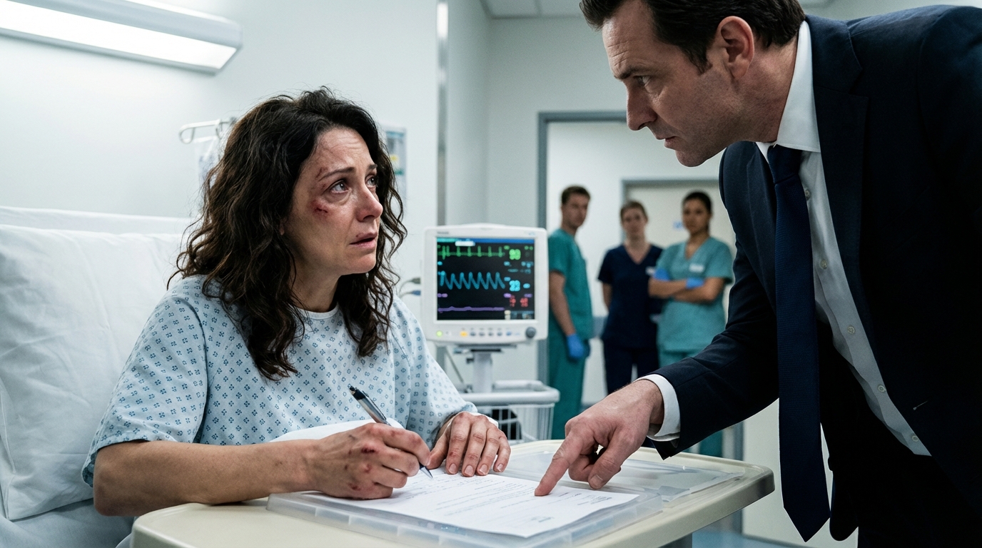 “¡Firma! Quiero una esposa perfecta, no una carga en una silla de ruedas”, gritó en la UCI. Aún llevaba mi anillo. “¿Me divorcias aquí? ¿Después de los votos?”, susurré.