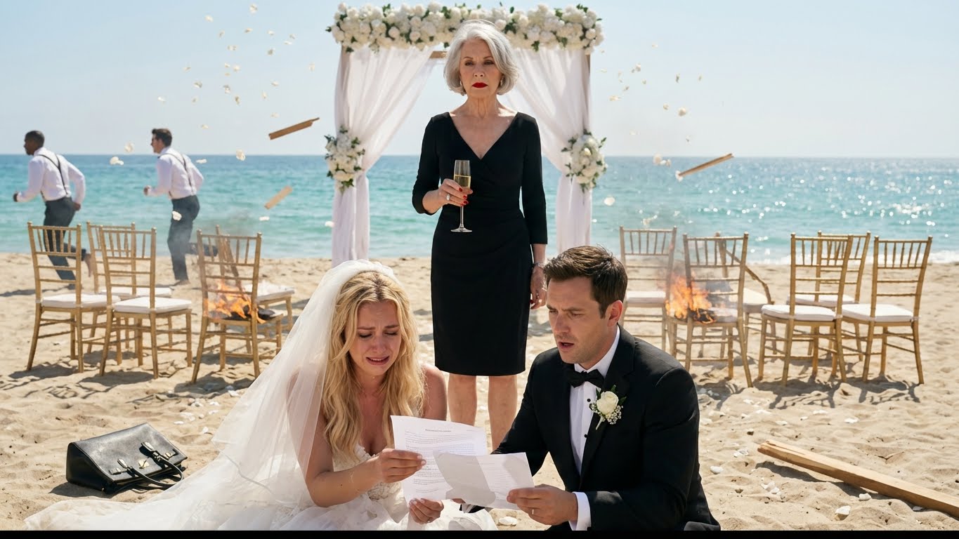 At my daughter’s beach wedding, her fiancé smirked, “Pay $50k for this luxury or vanish forever.” I blinked. My daughter added, “Or enjoy solitude in an old age home.” I sipped champagne, smiled, and whispered, “You forgot one thing.” Their faces turned pale. Moments later, chaos erupted… and I never lifted a finger…