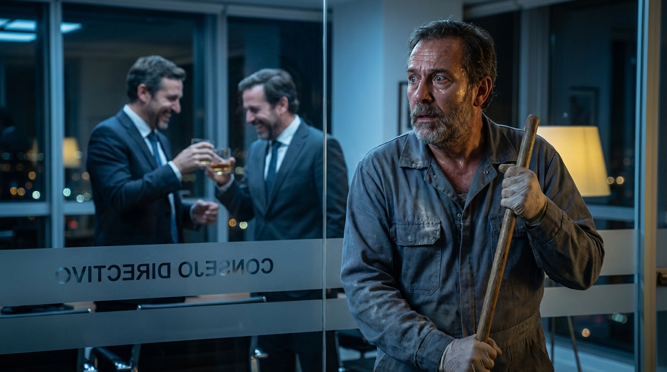 Entré al edificio con el uniforme gris y el carrito de limpieza; nadie me miró dos veces. Yo, el dueño de todo aquello, invisible dentro de mi propia empresa. Entonces escuché una voz detrás de la puerta entreabierta: —Tranquilo, el viejo nunca se entera de nada. Sentí un golpe seco en el pecho. ¿Viejo? Apreté con fuerza el trapeador cuando escuché mi nombre usado como una burla. En ese instante comprendí que no había venido a limpiar… sino a descubrir una verdad capaz de destruirlo todo.