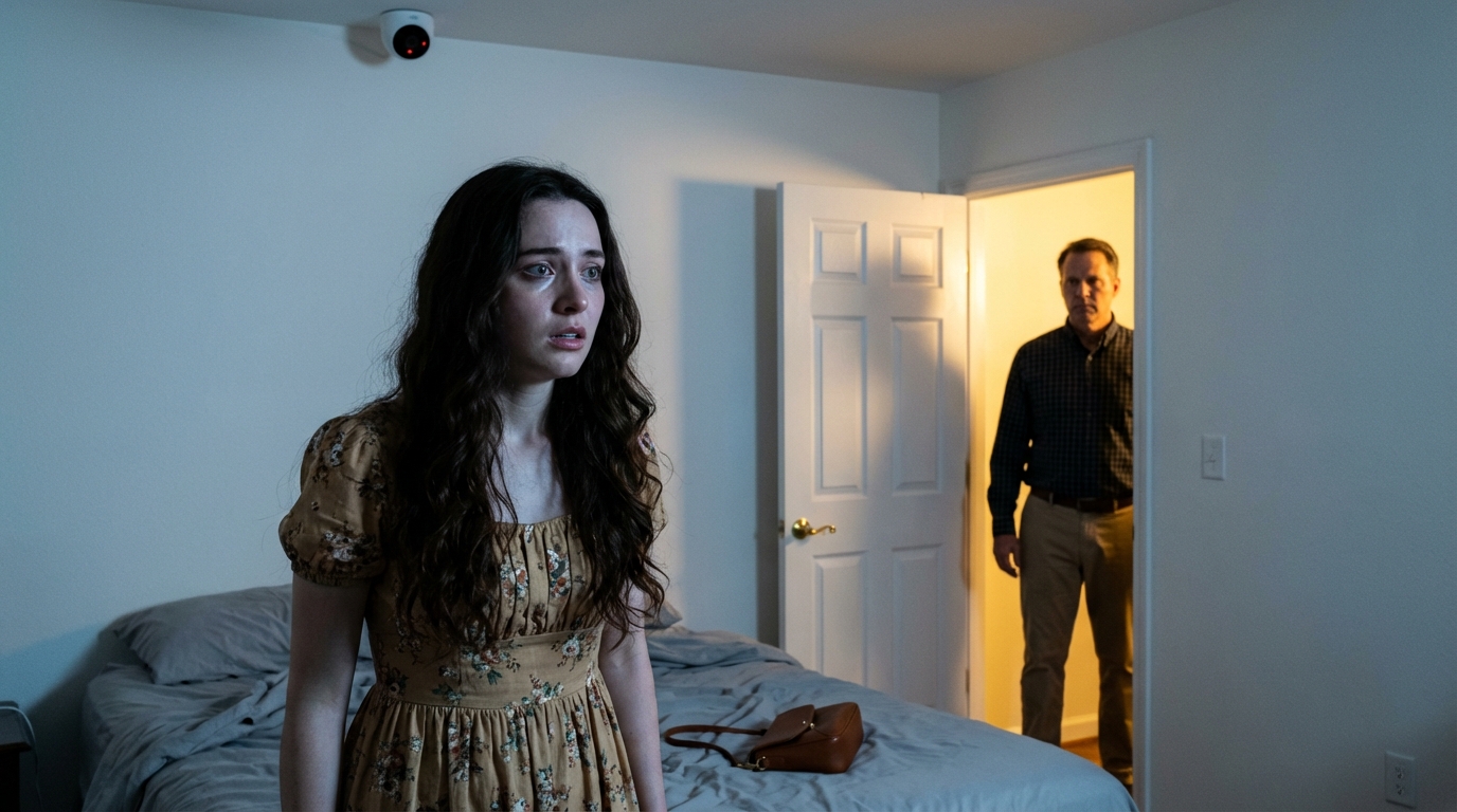 I found a hidden camera pointed at my bed. My stepdad said, “I’m keeping you safe.” I went across the street, told the neighbor everything—and that’s when it all unraveled.