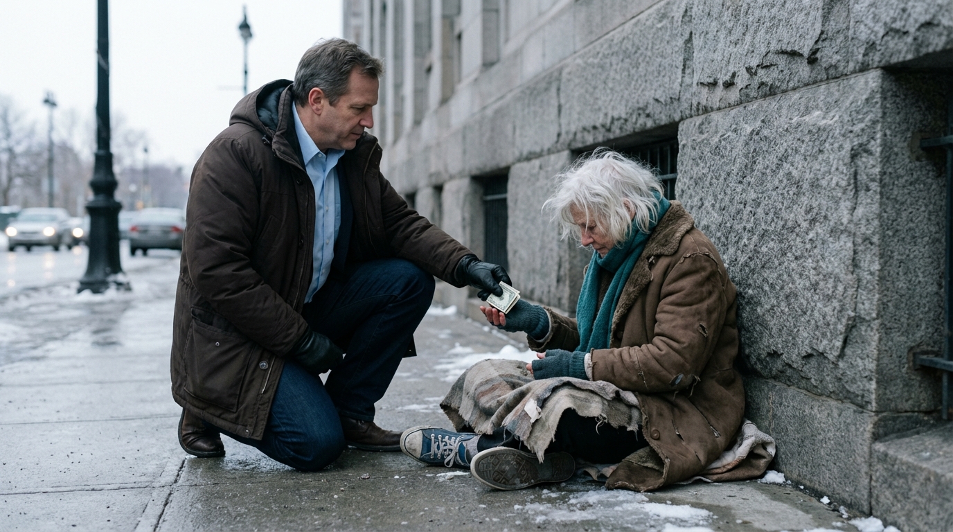 “Every day I left her a little money. One morning, she grabbed my wrist and whispered: ‘Don’t go home tonight.’ That saved my life.”