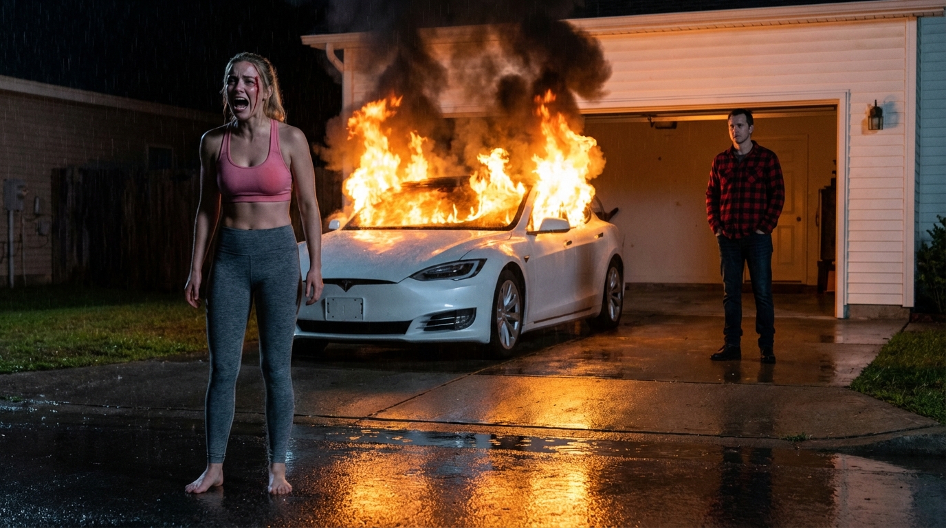 I warned her to stop charging her car with my power. She laughed. Then her Tesla went up in flames.
