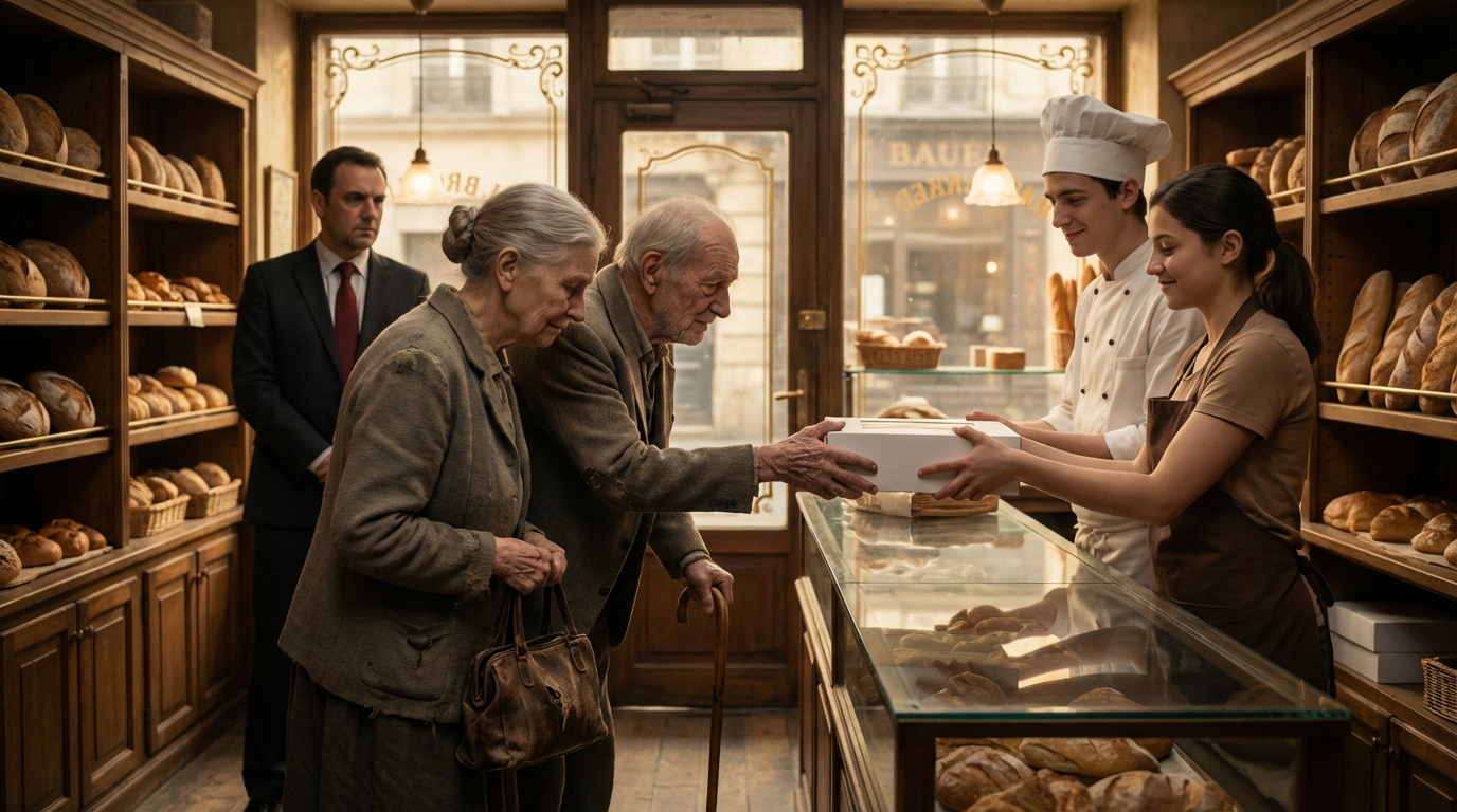 “¿Tendrías Un Pastel Caducado Para Mi Esposa?” Preguntó El Sintecho… Pero El Millonario Lo Vio Todo…