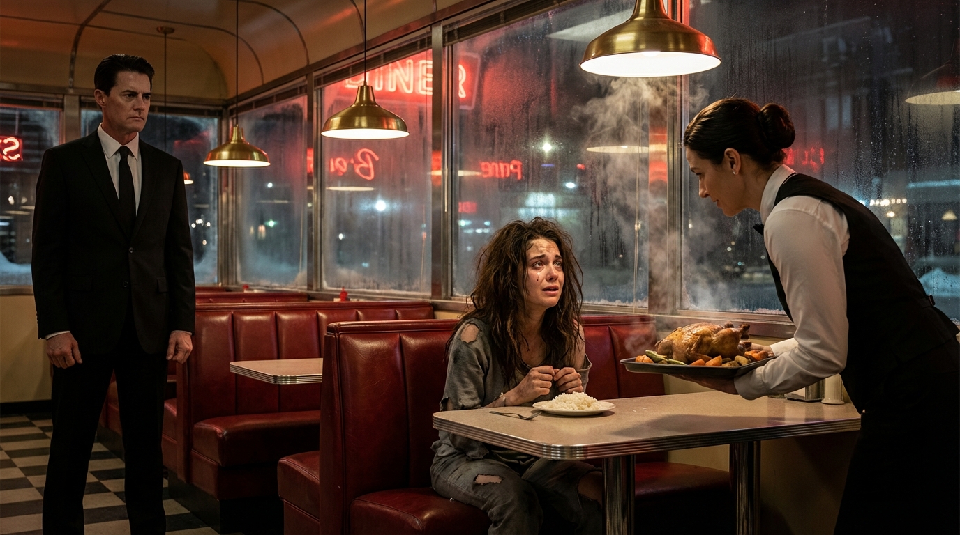 A El estómago me gruñía como un perro callejero, y las manos se me estaban congelando. Caminaba por la banqueta mirando las vitrinas iluminadas de los restaurantes, con ese olor a comida recién hecha que dolía más que el frío. No traía ni una sola moneda