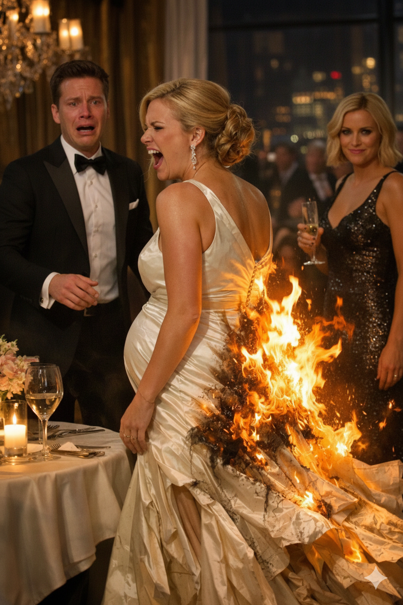 She Thought the Charity Gala Would Be Her Last Elegant Night Before Giving Birth — Not the Night Her Ivory Dress Would Go Up in Flames While Her Husband Stood Frozen and His Mistress Watched Everything Burn
