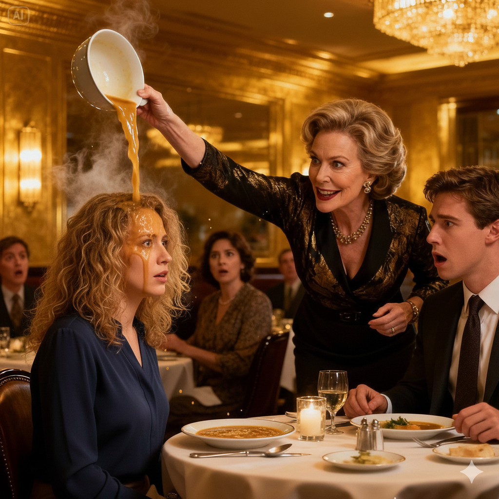 At dinner, my son’s mother-in-law threw hot soup in my face and smiled: “That’s what you deserve!…