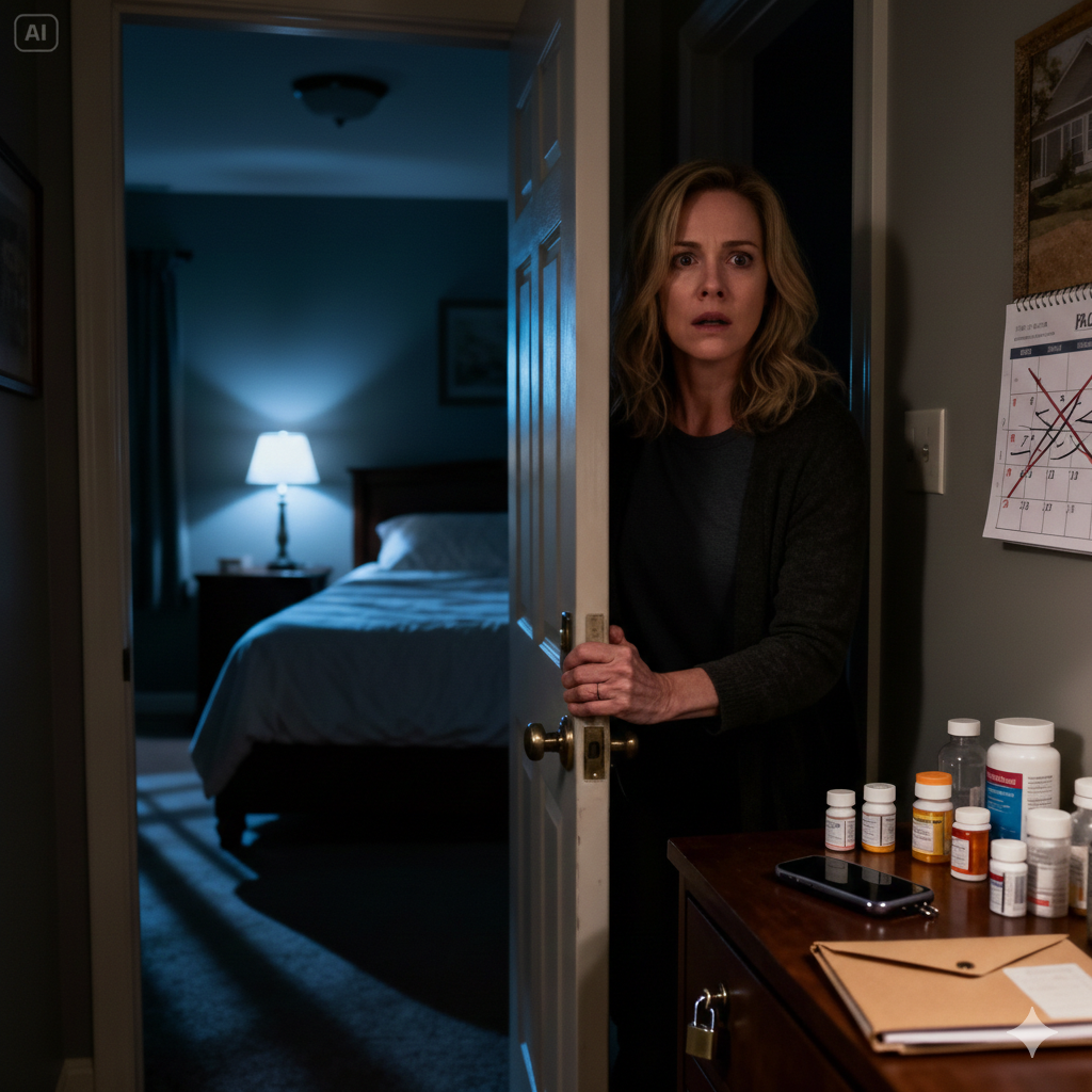 My mother had been “losing her memory” for years, and I’d been her only caregiver. I handled everything—meals, meds, appointments—telling myself it was just the cruel reality of dementia. But one evening, I came home early from work and found her bed empty. My stomach dropped. I tore through the house, calling her name, panic rising with every silent room. Then I heard it—a faint sound coming from the bedroom. Not a voice… something else. I crept back, held my breath, and slowly pushed the door open. I froze. What I saw inside didn’t just scare me—it exposed the horrifying truth about her “dementia.”