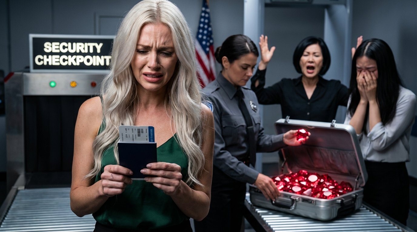 I should’ve known something was wrong when my mother-in-law hugged me too tightly before my flight. At security, alarms blared—and she suddenly screamed, “That’s not her bag!” I stood frozen as officers opened the suitcase. Inside were gemstones I had never seen before. My sister-in-law gasped.