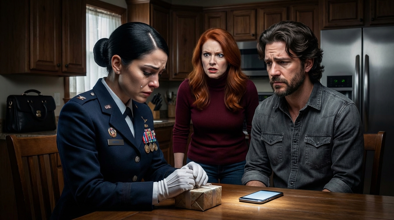 My stepmom spoke sweet as honey: “You’re in the military—your money is part of this household, right?” Dad just brushed it off with a laugh. The night I came home on leave, I put my hand on the table, looked him straight in the eye, and warned him: one more word about my money and I’d draw the line myself. A few days later, a “wrong recipient” email landed in my inbox… and I prepared a Mother’s Day gift that made the whole house hold its breath.