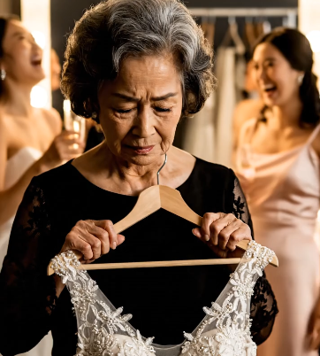 AFTER SPENDING SIX MONTHS HAND-SEWING MY DAUGHTER’S WEDDING DRESS, I WALKED INTO THE BRIDAL SUITE JUST IN TIME TO HEAR HER LAUGH, “IF SHE ASKS, TELL HER IT DOESN’T FIT. IT LOOKS LIKE SOMETHING FROM A THRIFT STORE.” I SWALLOWED MY PRIDE, STRAIGHTENED MY BACK, AND SILENTLY TOOK THE DRESS WITH ME. BUT LATER, SOMETHING UNIMAGINABLE HAPPENED…