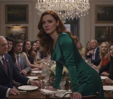 Right in the middle of the silent dinner table, my billionaire boyfriend’s father pointed at the dress I was wearing and said, “Street trash in borrowed clothes should stop dreaming about sitting at this table” – 23 guests held their breath as I put my napkin down and walked toward the door with a smile… and none of them knew that that very night, one decision from the “piece of trash” would make his empire shake.