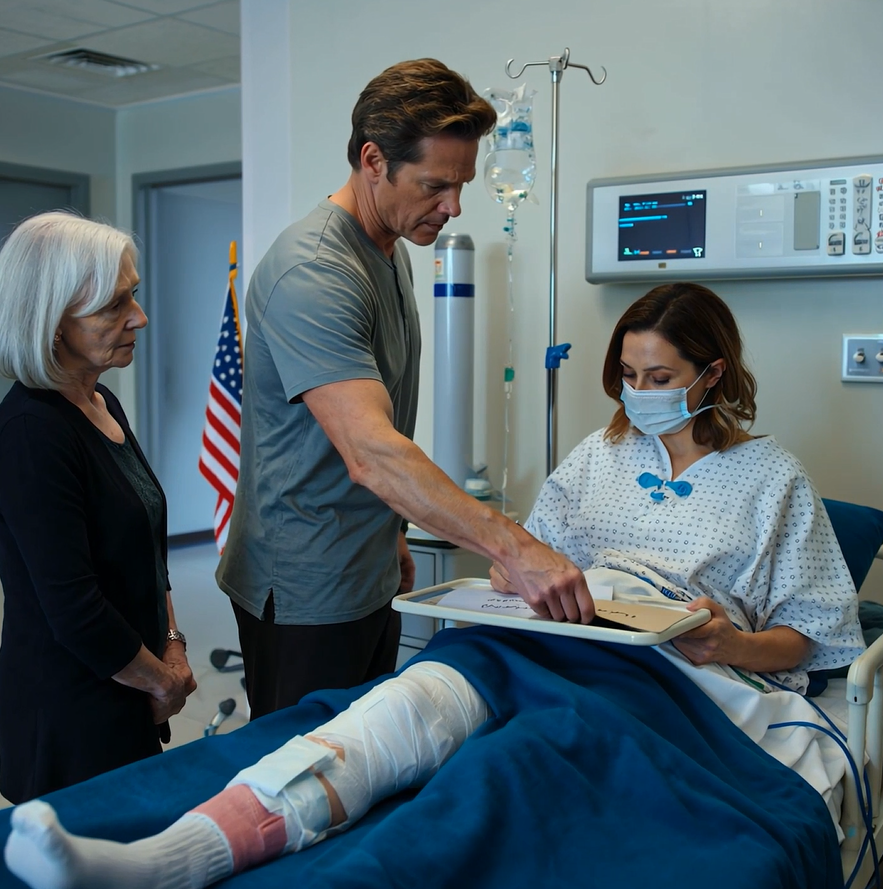 In the ICU, my husband slid a sealed envelope onto my tray and told me to write my name because he wanted a “perfect wife,” not a “burden” in a wheelchair; when he smirked and said the hospital costs were mine, I answered, “Okay.”