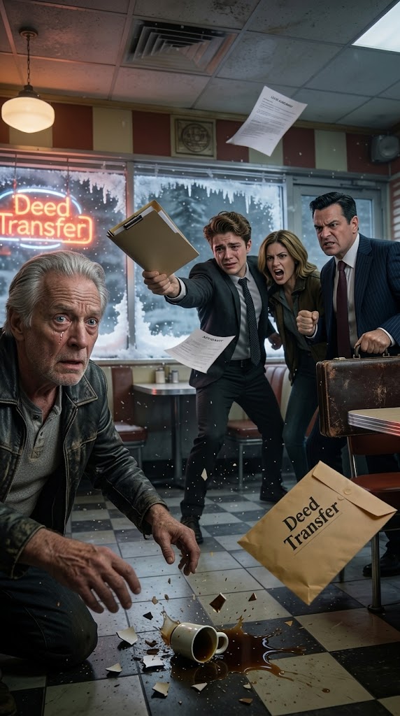 I opened my diner to a family during a blizzard back in 1992 and let them stay the night. three decades later, I was closing those doors forever. on the very last day, three unfamiliar faces walked in alongside a lawyer. what they said left my whole small town in shock…